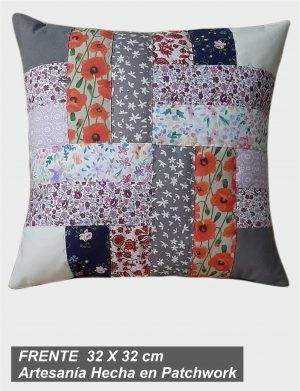 Funda de Cojín Exclusiva – 32X32 cm. – Hecha en Patchwork y Quilting JU502-0006