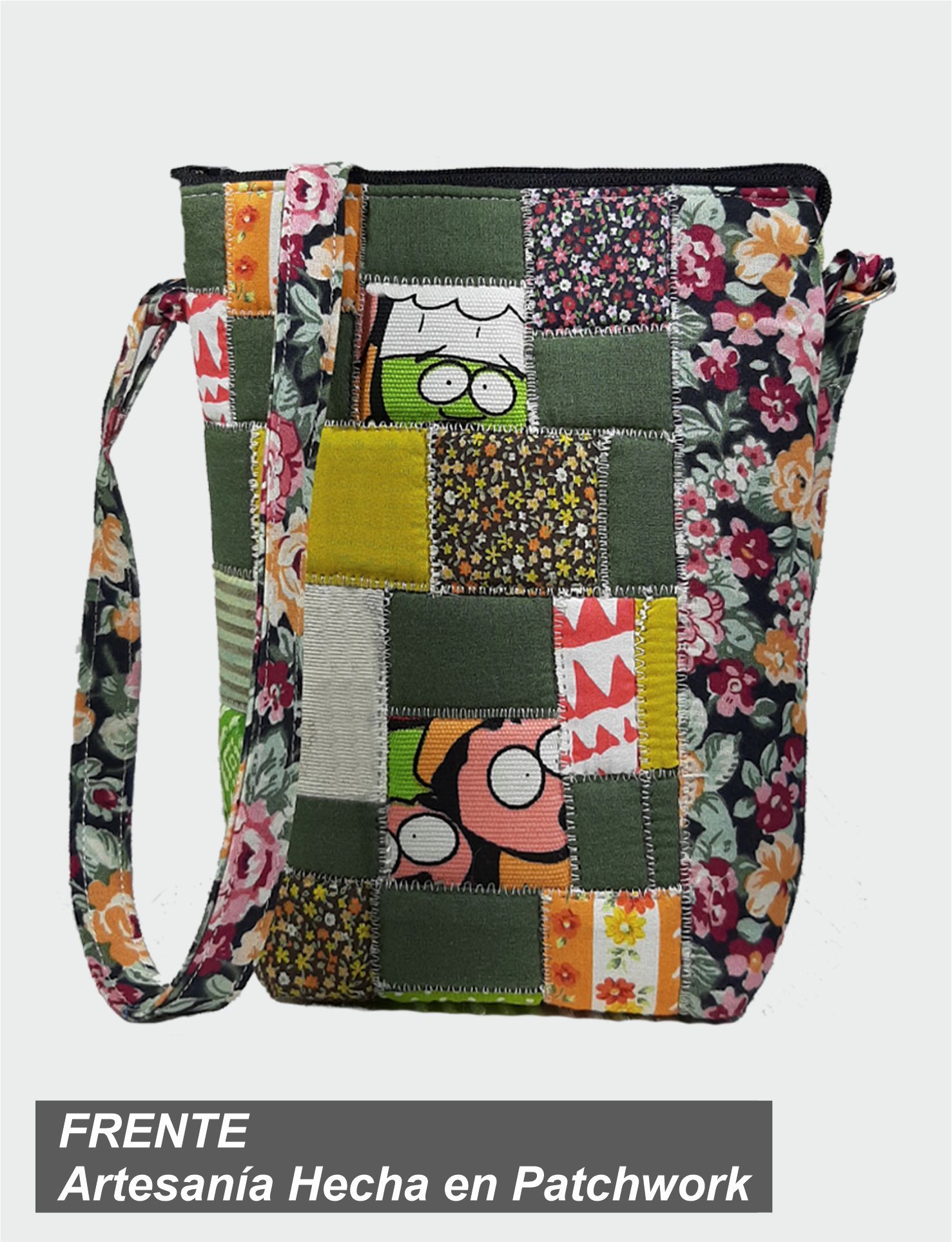 2 FRENTE JBE-03-0009 BOLSO EN PATCHWORK 11 X 6 X 20 cm