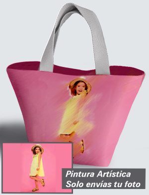 Bolso Personalizado con pintura artística de tu imagen a 360º, 36 X 27 X 14 cm. en tejido cordurè de excelente calidad. PC503-1001A004-001