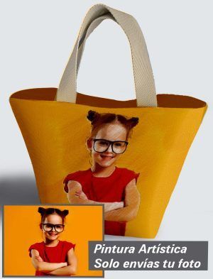Bolso Personalizado con pintura artística de tu imagen a 360º, 36 X 27 X 14 cm. en tejido cordurè de excelente calidad. PC503-1001A005-001