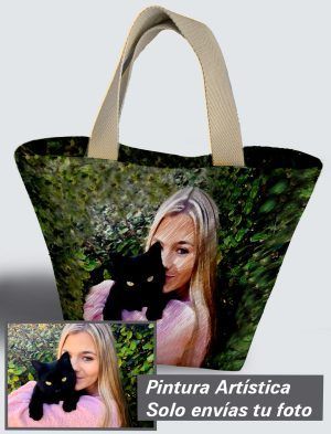 Bolso Personalizado con pintura artística de tu imagen a 360º, 36 X 27 X 14 cm. en tejido cordurè de excelente calidad. PC503-1001A019-001