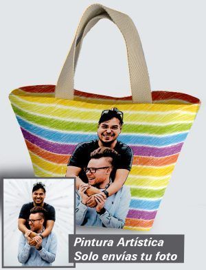 Bolso Personalizado con pintura artística de tu imagen a 360º, 36 X 27 X 14 cm. en tejido cordurè de excelente calidad. PC503-1001A022-001