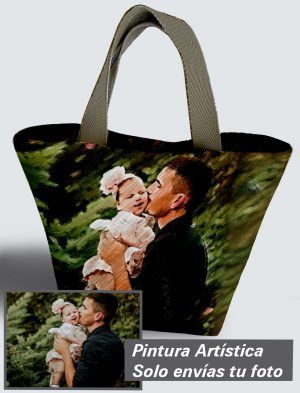 Bolso Personalizado con pintura artística de tu imagen a 360º, 36 X 27 X 14 cm. en tejido cordurè de excelente calidad. PC503-1001A012-001