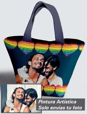 Bolso Personalizado con pintura artística de tu imagen a 360º, 36 X 27 X 14 cm. en tejido cordurè de excelente calidad. PC503-1001A013-001