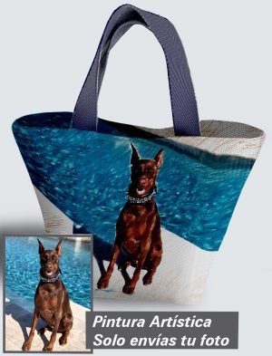 Bolso Personalizado con pintura artística de tu imagen a 360º, 36 X 27 X 14 cm. en tejido cordurè de excelente calidad. PC503-1001A021-001